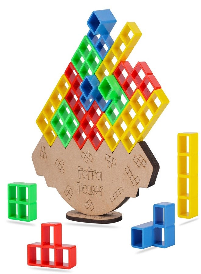 VELLOREX Tetra Tower Game 16 Pcs Stack Tower, Swing Stack High Child Balance Building Block 2 Players+ Interactive STEM Toy for Family, Travel, Parties for Adults & Kids (Tetra Tower 16 pcs) - Image 1
